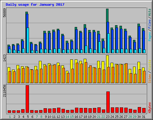 Daily usage for January 2017